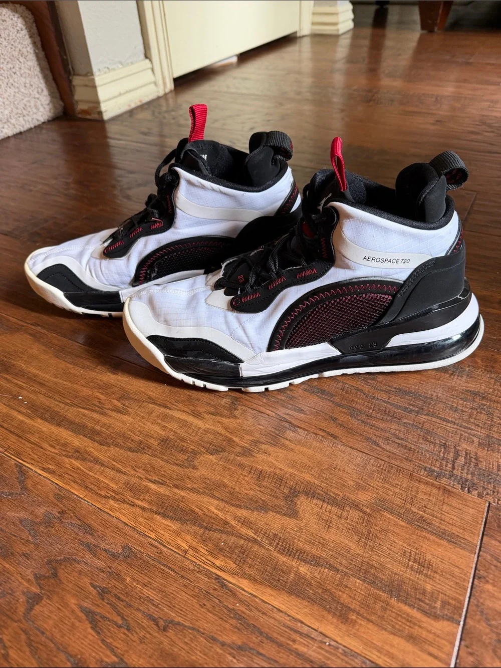 Jordan Men’s High-Top Athletic Sneakers — White, Black & Red